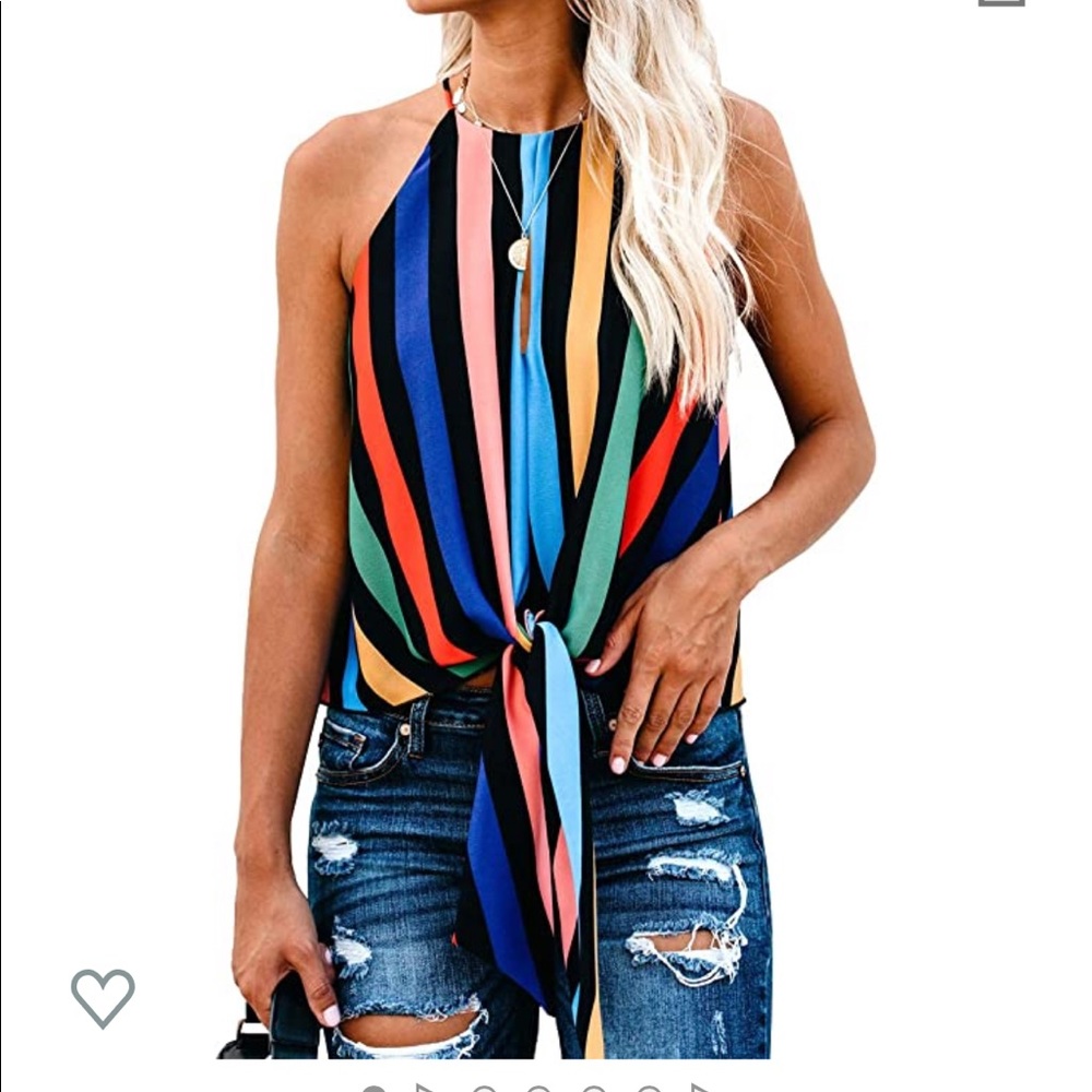 Topstype Women's Multicolor Crew Neck Tie Tank